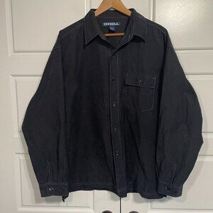 Drill Clothing Co Button-Down Shirt Mens XL Black Y2K Grunge Streetwear